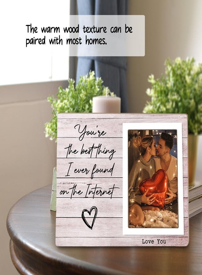 Itsoly You're The Best Thing I've Ever Found On The Internet Picture Frame, Birthday Valentine Gifts For Relationship Couple Husband Wife Lovers, Valentines, Couples Wooden Photo Frames - Image 3